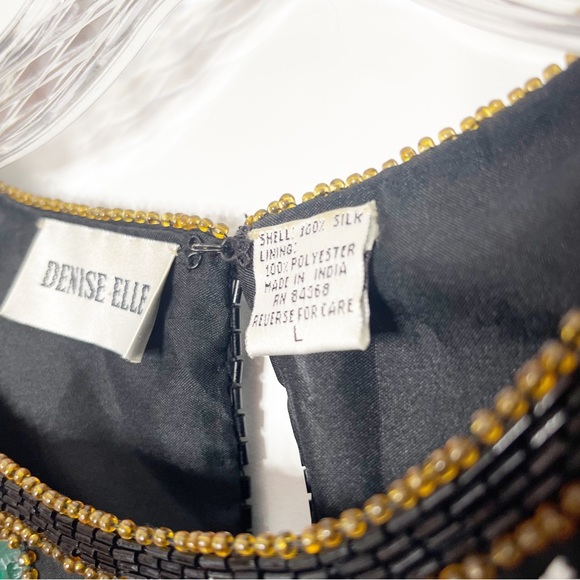 Vintage Jeweled Sequin Beaded Short Sleeve Silk Top Size Large - Picture 10 of 13